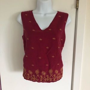 Silk sleeveless top gold brocade